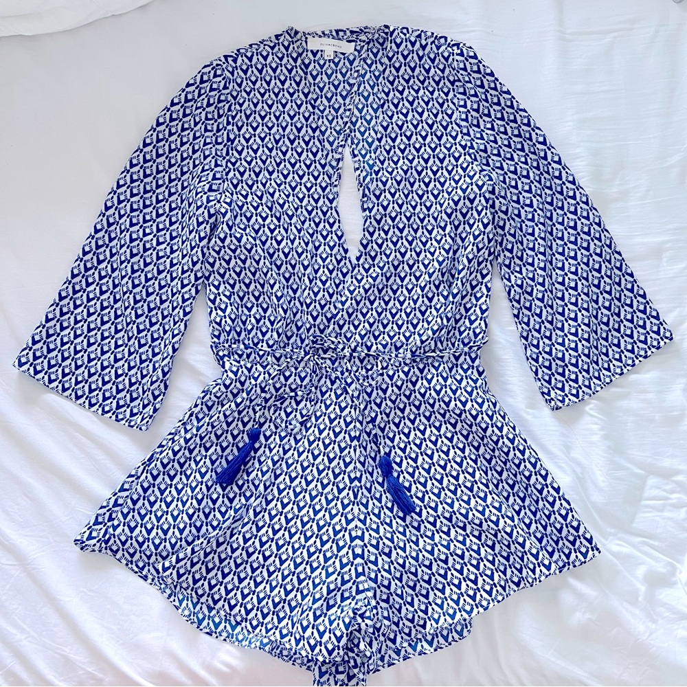 Olivaceous Blue Quarter Sleeve Romper XS